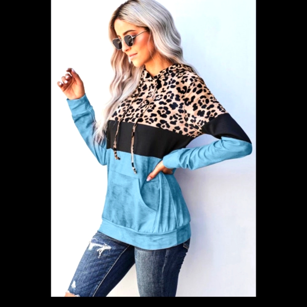 Leopard Tie Dye Color Block Hoodie